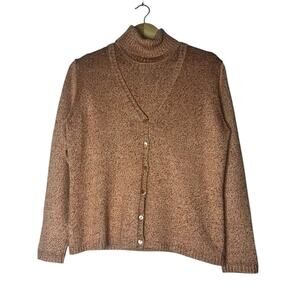 Vintage Neiman Marcus Silk Knit Cardigan Twinset Cowl Neck Sweater